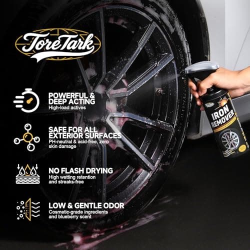 toretark Iron Remover, Fallout & Iron Remover for Car Detailing, Fast Removal Brake Dust & Rust and Wheel Cleaner, Safe for All Vehicle Paint & Wheels, Tire Shine and Preps for Wax (16oz) - Thumbnail 3