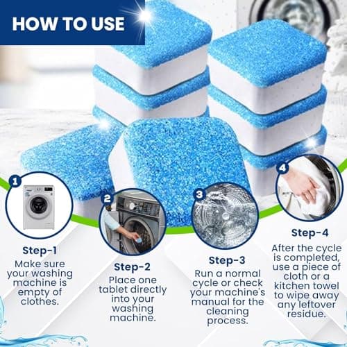 Washing Machine & Dishwasher Cleaner Tablets - 48-Pack Bundle Compatible with Front Loader Top Loader & He Machines and all Dishwashers Removes Buildup Lime Scales and residues - Septic Safe - Thumbnail 4