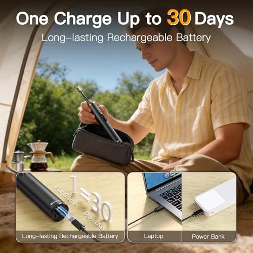 GearOra M23 Travel Electric Toothbrush for Adults, Retractable Portable Sonic Toothbrush, Aluminum Body, 30-Day Battery, Universal USB-C Charging, IPX7 Waterproof, Compact Travel Size Toothbrush - Thumbnail 4