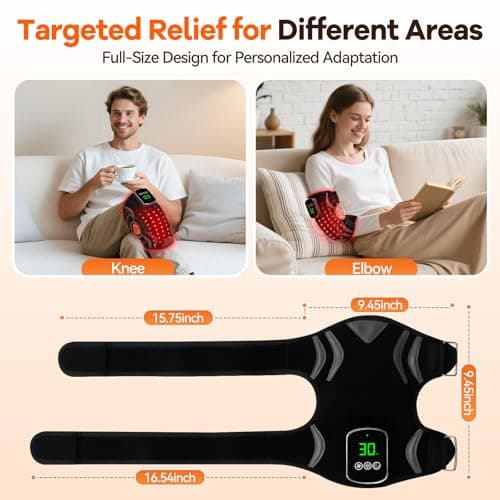 Red Light Therapy Knee Brace with Massage, 3 Vibration Knee Massager with 660nm 850nm Infrared Red Light, 5000mAh Cordless Electric Heated Knee Wrap for Knee Joint Elbow, Gift for Men Women - Thumbnail 6
