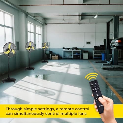 FUGOO 30'' Oscillating Pedestal Fan With Remote Control,BLDC Motor, Large Air Flow range From 3200CFM to 8800CFM, 4-Speed Heavy Duty Industrial Fans for Factory, Commercial, Garage, Warehouse,Shop - Thumbnail 4