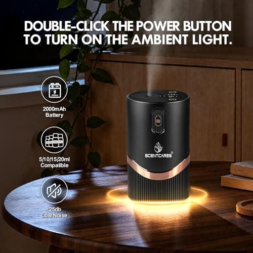 Waterless Diffuser for Essential Oil for Home and car, Sentiment Essential Oil Diffuser with Cold Air Technology, 2 Diffusion Modes, 4 Timer Settings (1/2/4/6H), Warm LED Light Rechargeable - Thumbnail 4