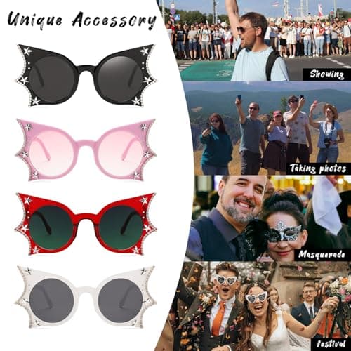 FEISEDY Women Men Funny Sunglasses, Butterfly Shaped Bat Shades for Halloween and Party B4142 - Thumbnail 5