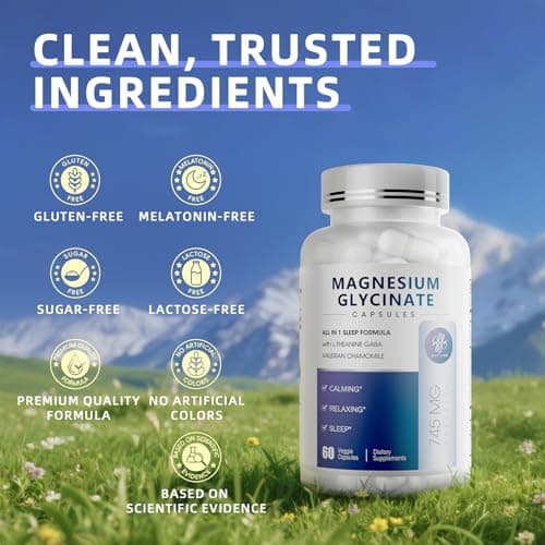 iMATCHME Magnesium Glycinate 850mg Capsules with L-Theanine, Chamomile & GABA for Sleep, Calmness, Muscle, Bone Health & Immune Support, Magnesium for Women and Men, Vegan, High-Absorption, 60 Count - Thumbnail 6