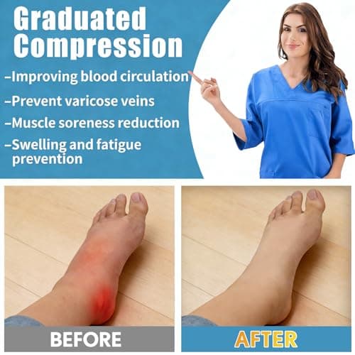 Sooverki Graduated Copper Compression Socks for Men & Women Circulation 8 Pairs 15-20mmHg - Best for Running Athletic Cycling - Thumbnail 5