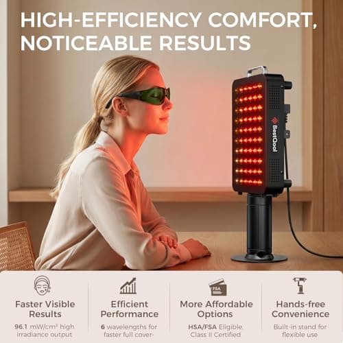 BestQool Red Light Therapy Panel, 6 Wavelengths Infrared Light Therapy with Stand, FSA-HSA Elite Grade 60 LED Dual Chip Red Light Therapy for Body, Face, Infrared and Red Light Lamp, 140W - Thumbnail 2