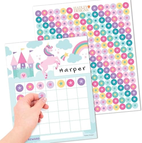 Sticker Chart for Kids Behavior at Home & Classroom - 25 Reward Chart for Kids Incentives, Gold Star Sticker Sheets, Unicorn Incentive Charts for Classroom Must Haves - Image 1