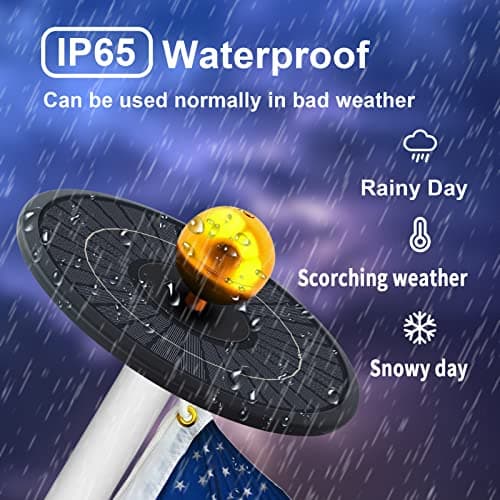 Solar Flagpole Light – 566 LEDs, 10,000mAh Battery, 32cm Solar Panel for 50% More Coverage, UFO Design for 15-25 ft Flagpoles, Ideal for Patriotic Displays & Outdoor Decoration - Thumbnail 3