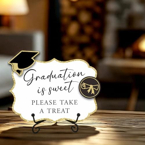 Graduation Is Sweet Please Take A Treat - Graduation Wooden Buffet Sign, Candy Sign With 1 Metal Support & 2 DIY Wood Decor With Velcro, Grad Party Decor & Supplies Class of 2026 (5 X 7 Inches) - 02 - Thumbnail 6