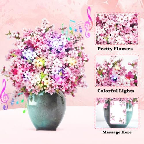 APOTODITO Cherry Blossom Card with Lights and Music, Mother’s Day Card Valentine’s Day Card for Women Mom Wife - Thumbnail 6