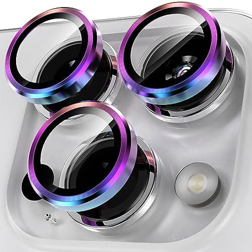 YWXTW CameraLens Protector,[1 Step Installation Tray] Tempered Glass Screen Metal Individual Cover Accessories Case Friendly (Multi-Coloured Titanium) (iPhone 15 Pro/15 Pro Max) - Image 1