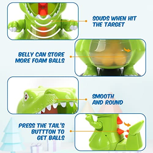 EagleStone Dinosaur Shooting Toys for Boys 5 6 7 8 9 Years Old, Electronic Kids Target Games w/ Air Pump Gun, LCD Score Record, Sound, 24 Foam Balls, Birthday Party Favor,Christmas Gifts for Toddlers - Thumbnail 6