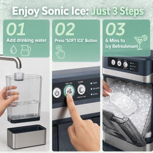 ELECVIVA Nugget Ice Maker 45lbs/Day Self-Cleaning Quiet Compact Countertop - Thumbnail 3