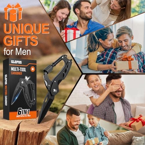 Multitool Carabiner with Pocket Knife, Birthday Gifts for Men Him Boyfriend, EDC Carabiners with Folding Knives, Bottle Opener, Window Breaker and Screwdriver, Survival Gear for Camping Hiking - Thumbnail 6