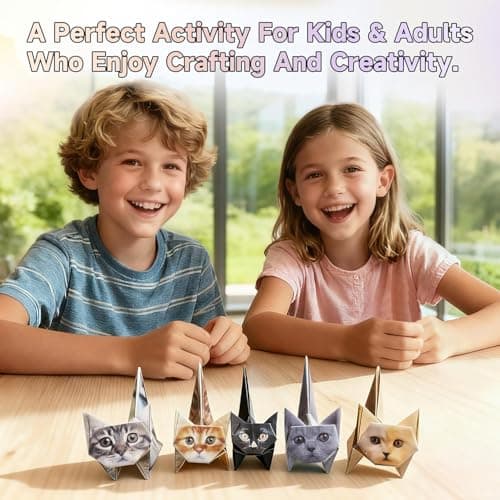 Origami cats - 50 Sheets Paper Cats Origami kit- DIY Cat Origami Paper foldable 3D Cute Cats Figures for Kids Ages 8-12, Creative Crafts for Adults - Fun Desk Decor & Gift for Cat Lovers - Thumbnail 4