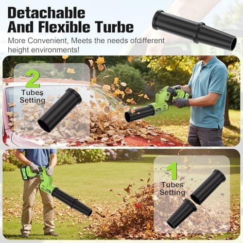 Leaf Blower Cordless with Battery & Charger, Brushless Motor Handheld Blower Turbo Jet with Rotatable Body, 2-Pack 20V Batteries & for Lawn, Car, Patio, Dust & Snow - Thumbnail 5
