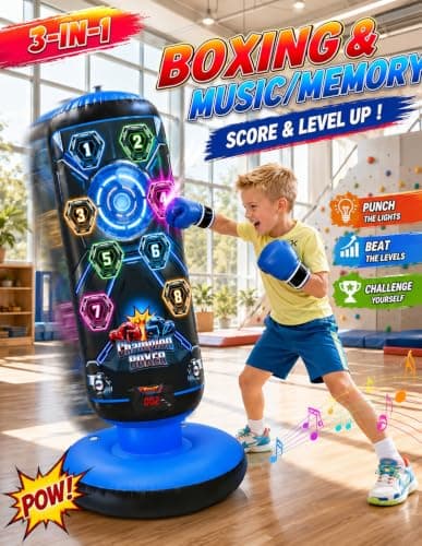2026 New 51-Inch Punching Bag for Kids with Music,Birthday Gift for Boys - Thumbnail 2