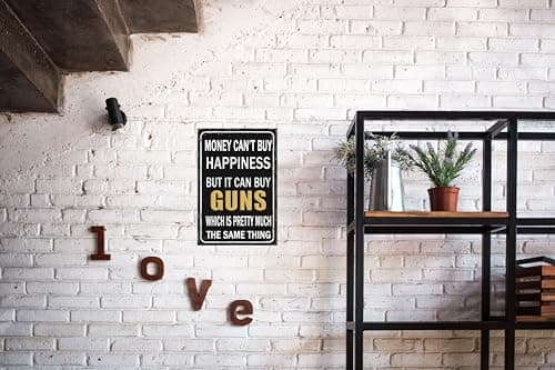 Carastora Vintage Metal Tin Sign Funny Sarcastic Party Wall Art Decor Signs Funny Metal Sign Money Can't Buy Happiness But It Can Buy Tools, Humorous Garage Wall Art Decor for Man Cave, Tool Shed, Home, Farmhouse, Bar,8x12 Inch Gift Idea - Thumbnail 3