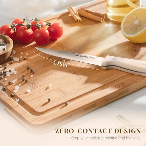 Astercook Steak Knives, Steak Knives Set of 8, High Carbon Stainless Steel Steak Knife Set with Full Tang Handle, Dishwasher Safe Serrated Knife, Elegant Cream White - Thumbnail 6