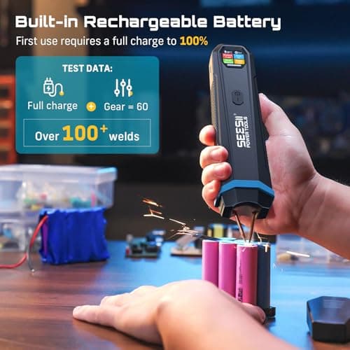 SEESII Battery Spot Welder: Rechargeable Battery Welder with Visual Display, 3360W Max Power with 1-99 Gears, Copper Tips, Portable Spot Welder for Lithium Battery (DIY, Repairs, Outdoor Use) - Thumbnail 2