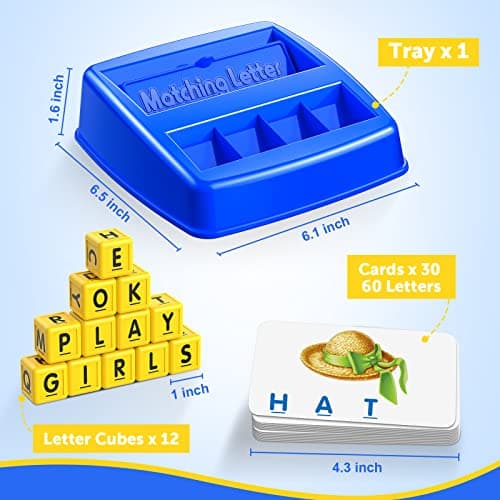 Learning Games for Kids Ages 3-8, Matching Letter Game for Kids Toys Ages 3-8 Educational Toys for 3-8 Year Olds Boys Girls Birthday Party Easter Gifts for 3-8 Year Olds Boys Girls Blue - Thumbnail 6