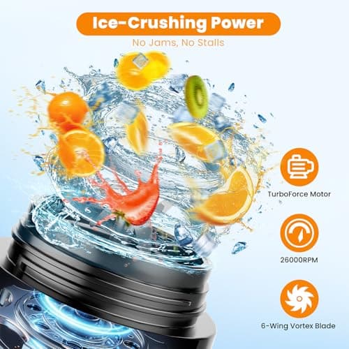 Personal Size Portable Blender for Shakes & Smoothies, 16oz Mini Small Smoothie Blender with On Go Lid & Sip Lid, 26000RPM Rechargeable Cordless Electric Blender for Travel Gym Office - Thumbnail 2