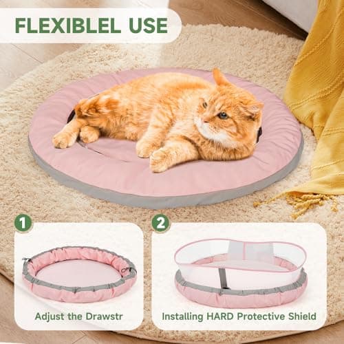 GoGoPaw Cat Bed for Indoor Kitten Bed Washable, Anti Anxiety Round Donut Pet Beds for Small Dogs Cats, Super Soft Plush Fur Pet Bed (Pink，21 Inches) - Thumbnail 4