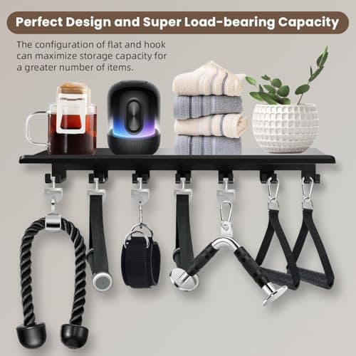 Floating Shelf Organizer Compatible with Tonal Accessories Home Gym Weight wall Storage Equipment Hanger Metal Rack Holder Wall Mount with Hooks T-Lock Adapters Bracket Hanger Workout (Floating Shelf) - Thumbnail 4