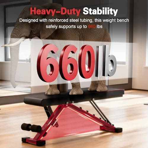 ALSO GO Adjustable Weight Bench, 660LBS Multifunctional Workout Benches, Foldable Incline Decline Bench Press, Full Body Strength Training Equipment for Home Gym - Thumbnail 3