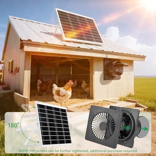 Solar Exhaust Fan 2-in-1 with DC Adapter,Large Solar Panel 3000 RPM High Speed Ventilation Fan,Waterproof with Auto Shutter for Continuous Airflow for Shed,Chicken Coop,Greenhouse,Dog House - Thumbnail 6