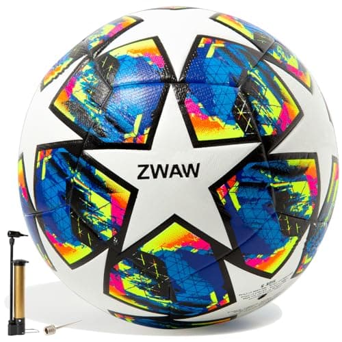 ZWAW Size 5 Soccer Ball, Waterproof PU Leather, Official Match Ball, with Pump & Needles - Image 1