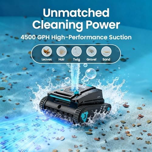 Robotic Pool Cleaner, Cordless Vacuum Pool Robot for In-Ground Pools up to 2153 Sq Ft, Wall/Waterline/Floor Cleaning, Smart Self-Parking, 120-Min Runtime, 4L Filter Basket (4L-Filter Basket) - Thumbnail 2