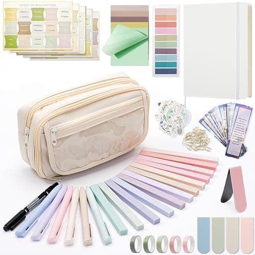 Vienrose Bible Journaling Kit, Bible Study Supplies, Book Annotation Kit, Bible Highlighters and Pens No Bleed, 75 Bible Tabs Notebook Christmas Christian Gifts, Bible Journaling Supplies for Women - Image 1