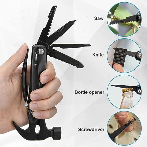 BIIB Fathers Day Mens Gifts for Husband Dad Grandpa, 12 in 1 Hammer Multitool Camping Essentials, Gifts for Men, Personalized Fathers Day Dad Gifts from Daughter Son Wife, Camping Gear Survival Tools - Thumbnail 5