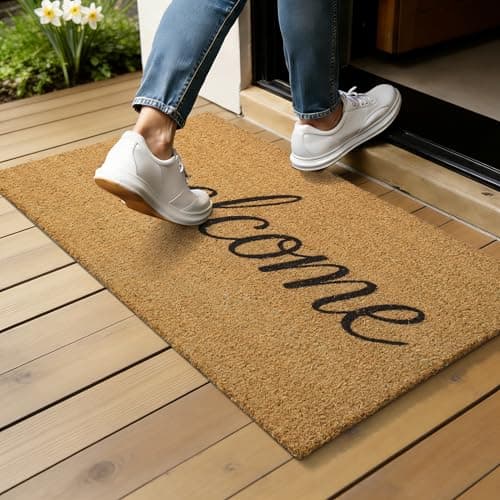 Kelarea Front Door Mat Natural Coco Coir Doormat with Heavy Duty Backing, 17" x 30" Welcome Entry Mats, Non-Slip Easy to Clean for Indoor Outdoor Entrance Porch - Thumbnail 2