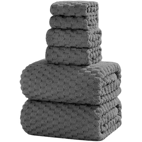 NALIVO Oversized Bath Towels 40x80 Inches Extra Large Bath Sheets for Adults Super Soft Quick Dry Highly Absobent Microfiber Shower Towels for Bathroom（Charcoal Gray, 6Piece - Image 1