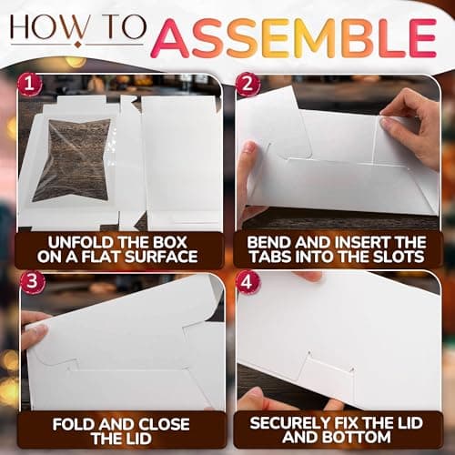 10 Pcs Cake Box with Window 19x14 – Rectangular Half Sheet Cake Box Glossy Finish – Bakery Boxes for Cakes, Cupcakes and Pastries – Cardboard Packaging for Transport, Storage and Dessert Presentation - Thumbnail 5