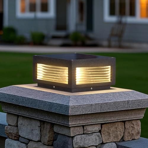 PAKEDANDUN Solar Post Lights, 9.84'' Pillar Lamp Posts IP54 Waterproof Modern Column Lamps Dusk to Dawn 3000K LED Square Lanterns for Patio Porch Fence Garden Driveway Decoration - Image 1
