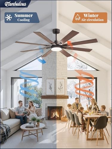 Fanbulous 65 Inch Ceiling Fan with Light and Remote, 6 Speeds Reversible DC Motor Ceiling Fans for Living Room Patio Garage, 3CCT Dimmable LED, 8 Wood Blades, Downrod Mount, Sloped Ceiling Compatible - Thumbnail 5