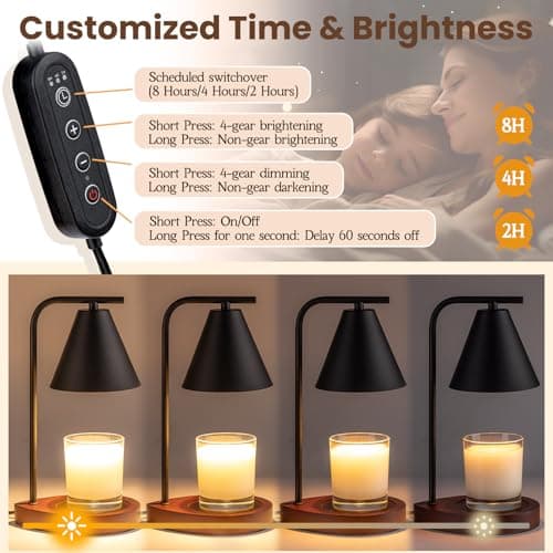 Marycele Candle Warmer Lamp with Timer Black, Birthday Gifts for Women Men, House Warming Gifts New Home Decor Aesthetic Black Walnut, Electric Dimmable Wax Melt Warmer for Jar Candles - Thumbnail 3