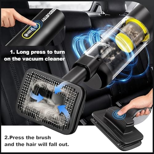 SEEDUSTRY Handheld Car Vacuum Portable Cordless, 6-in-1 Mini Cordless Vacuum Cleaner with Brushless Motor & 18000Pa Powerful Suction, Type-C Charge, 2025 Mini Vacuum V-C08 Pro for Car Home Office Pet - Thumbnail 5