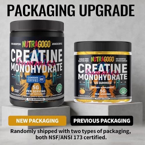 NUTRAGOGO NSF Certified Creatine Gummy - Creatine Monohydrate Gummies for Men & Women-5g of Creatine Monohydrate per Serving - Sugar Free,Vegan, Organe Electrolyte Chews, 135 Count - Thumbnail 4