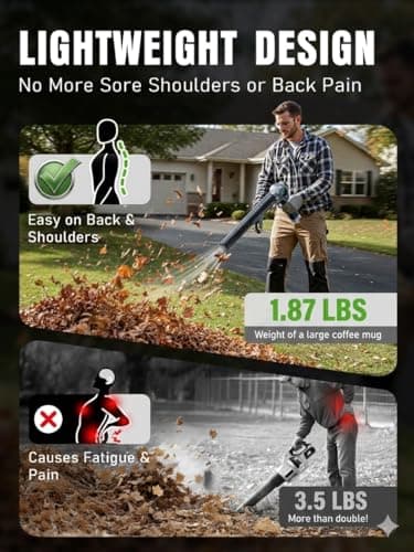 Electric Leaf Blower Cordless, 900,000 RPM, Extended Nozzle, Lightweight Handheld Design, Adjustable Wind Speed, Including Turbo Mode, Portable Grass Blower for Yard, Patio & Outdoor Use - Thumbnail 4