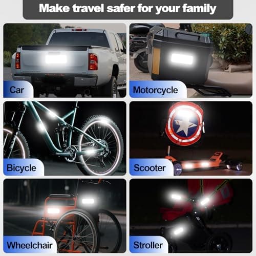 Cosygo 20 Pcs Super Reflection Reflective Stickers, 3.15" X 1.18" Outdoor Waterproof White Safety Reflective Tape for Car Bike Mailbox Helmet - Thumbnail 3