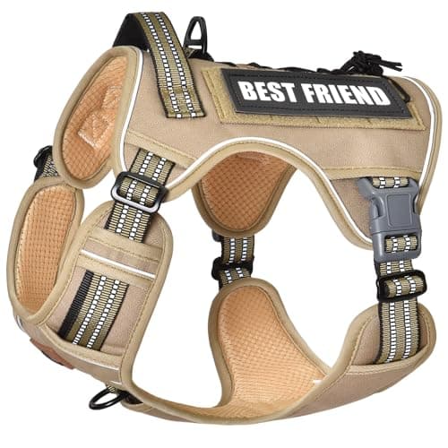 PET MARVEL Heavy Duty Dog Harness with Handle, No Pull Adjustable Outdoor Vest with Metal Buckles, MOLLE Panel & Reflective Strips for Medium Large Dogs - Image 1