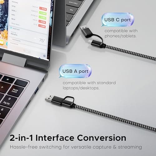 acer Video Capture Card, HDMI to USB 3.0 Capture Card for Streaming, 1080P 60FPS HDMI Capture Card with Type-C/A, Compatible for Switch2, PS5/4, Quest3, Camera, OBS, Xbox - Thumbnail 4