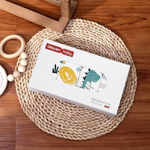 Gllquen Baby Bassinet Sheets 4 Pack, Breathable Cozy Fitted Mattress Sheet, Elastic Travel Crib Fashionable Floral Pattern, Standard Cradle Safe Sheets for Baby Boys Girls 32"x16"(Dinosaur) - Thumbnail 6