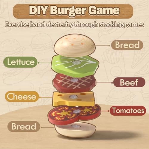 Lehoo Castle Wooden Play Food Set, Toy Food for Toddlers 1-3, Pretend Play Kitchen Accessories, Cutting Food Toys, Montessori Sorting Toys for Kids 3-5 Girls Boys - Thumbnail 4
