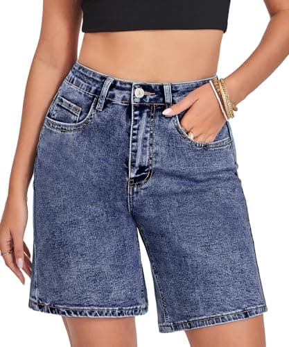 VIPONES Womens Jean Shorts High Waisted Stretchy Baggy Denim Loose Fit Jean Shorts for Women Trendy Outfits Casual Light Blue Summer Shorts(5810, XXL) - Image 1