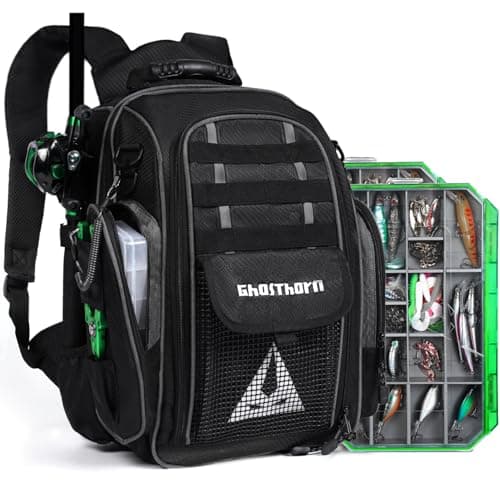 Ghosthorn Fishing Backpack 2 * 3700 Tackle Boxes 40L Waterproof Tackle Backpack with Rod Holders Large Outdoor Storage Tackle Bag for Fishing Men Women - Image 1